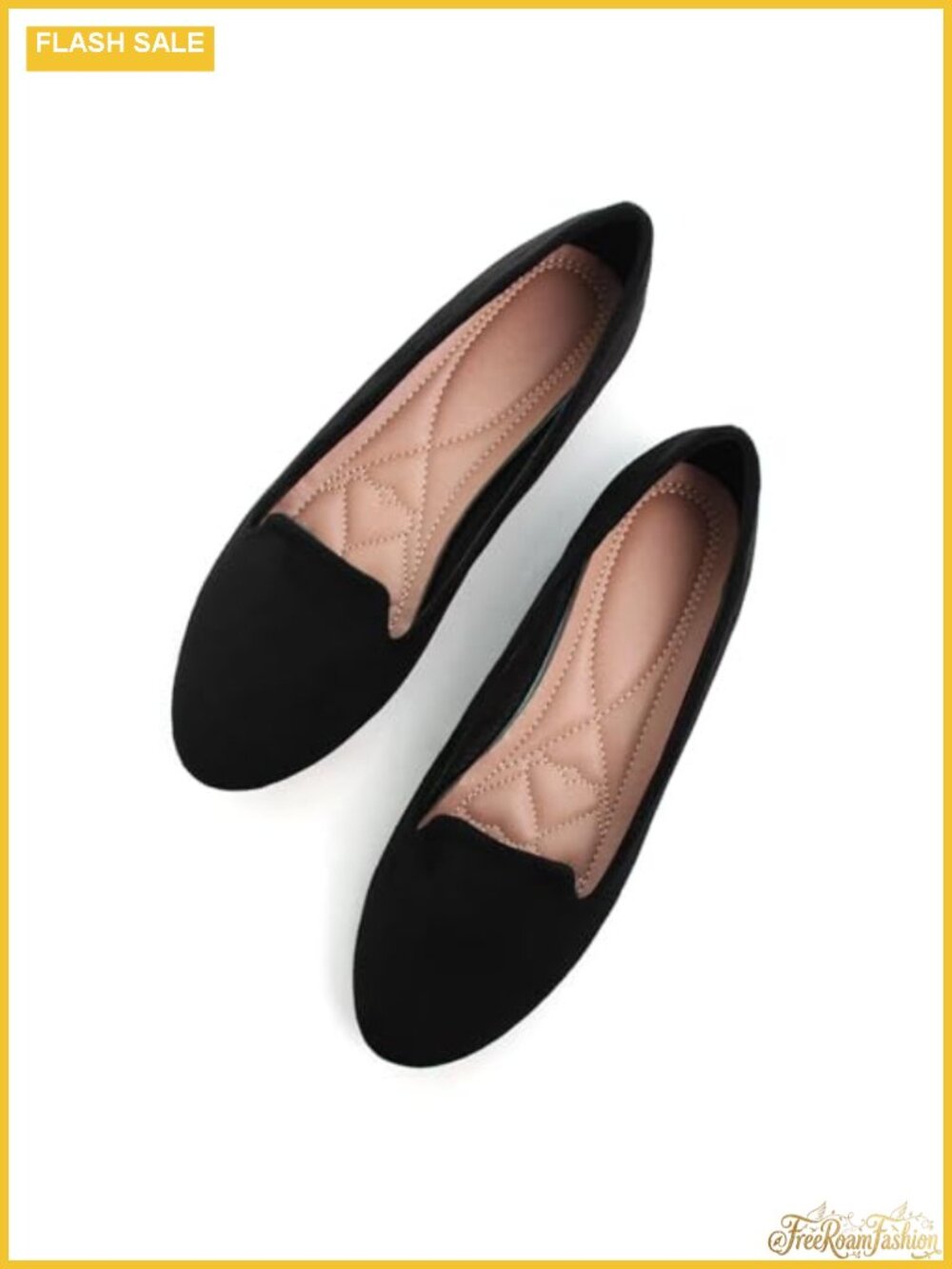 Women's Vegan Leather Round Toe Ballet Flats Non-Slip Slip-On Comfort Shoes